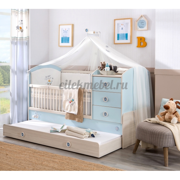 Кроватка трансформер Cilek Baby Boy с выдвижным спальным местом