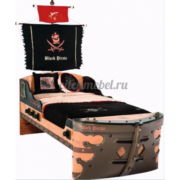 Кровать корабль Cilek Black Pirate 190 на 90 см