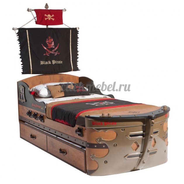 Кровать корабль Cilek Black Pirate 190 на 90 см