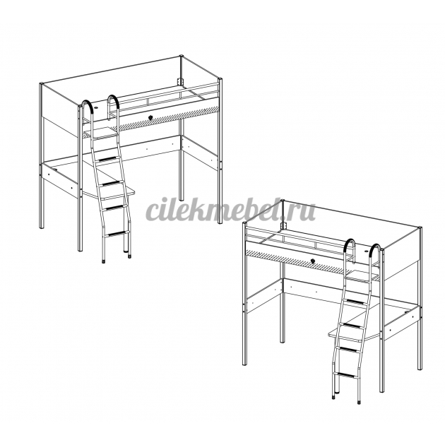 Кровать чердак Cilek Compact Black 190 на 90 см