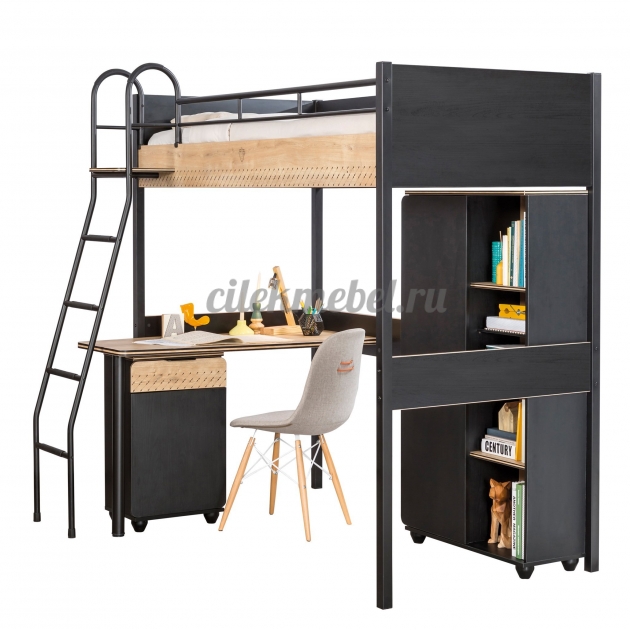 Кровать чердак Cilek Compact Black 190 на 90 см