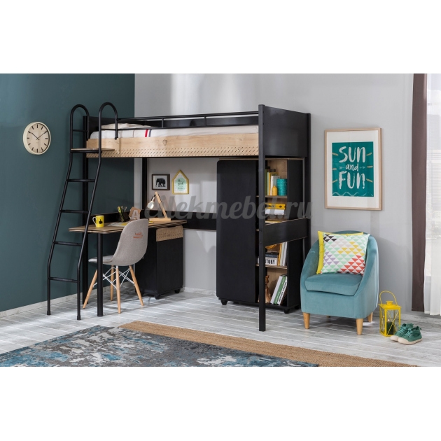 Кровать чердак Cilek Compact Black 190 на 90 см