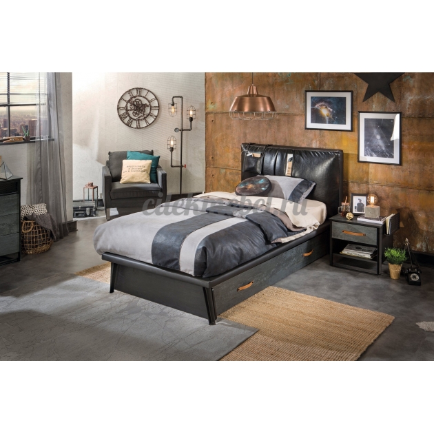 Кровать Cilek Dark Metal 200 на 100 см мягкое изголовье